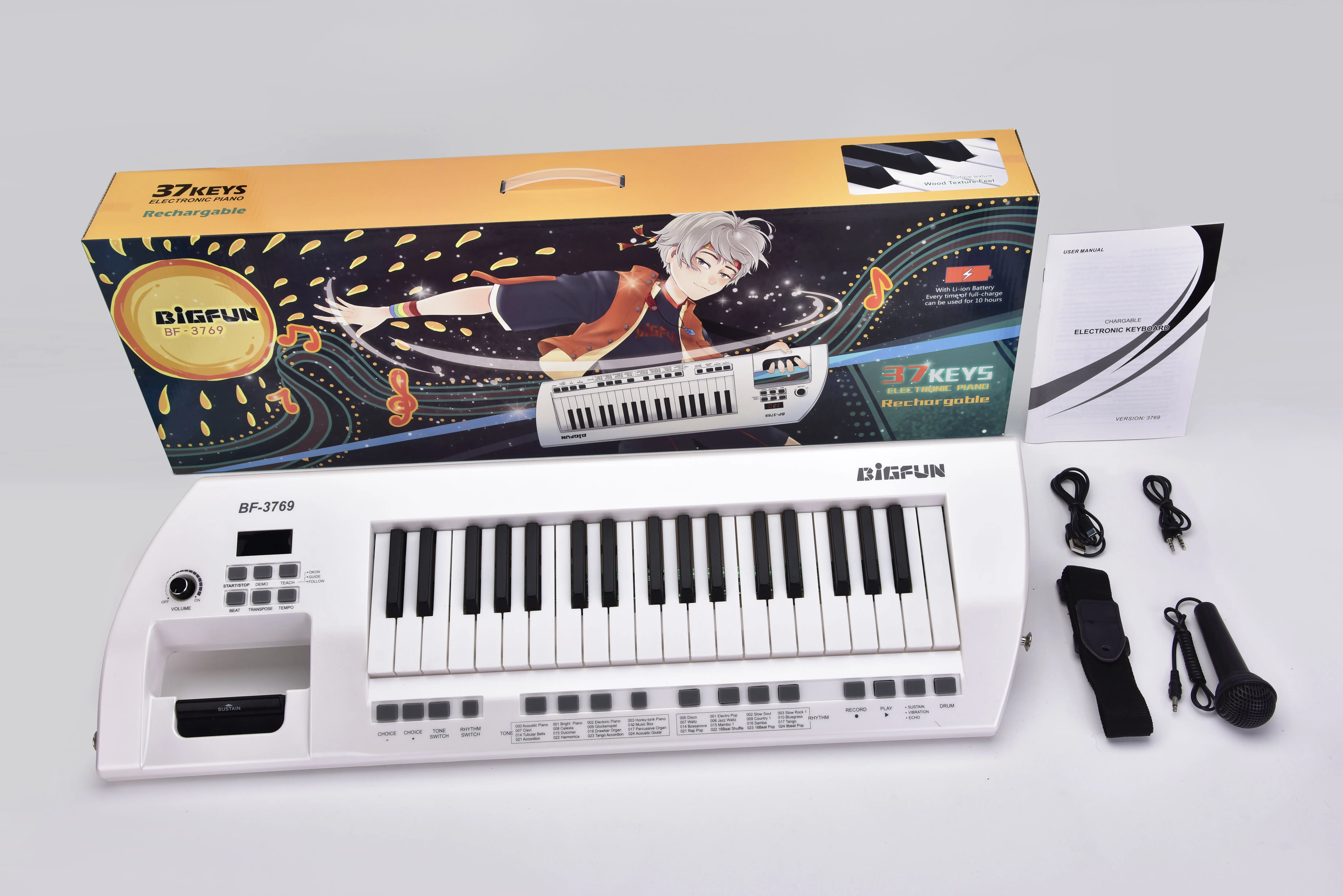 BF-3769 Musical Instrument Learning Musical Toys 37 Keys Digital Electric Piano Keyboard Electronic Organ For Sale