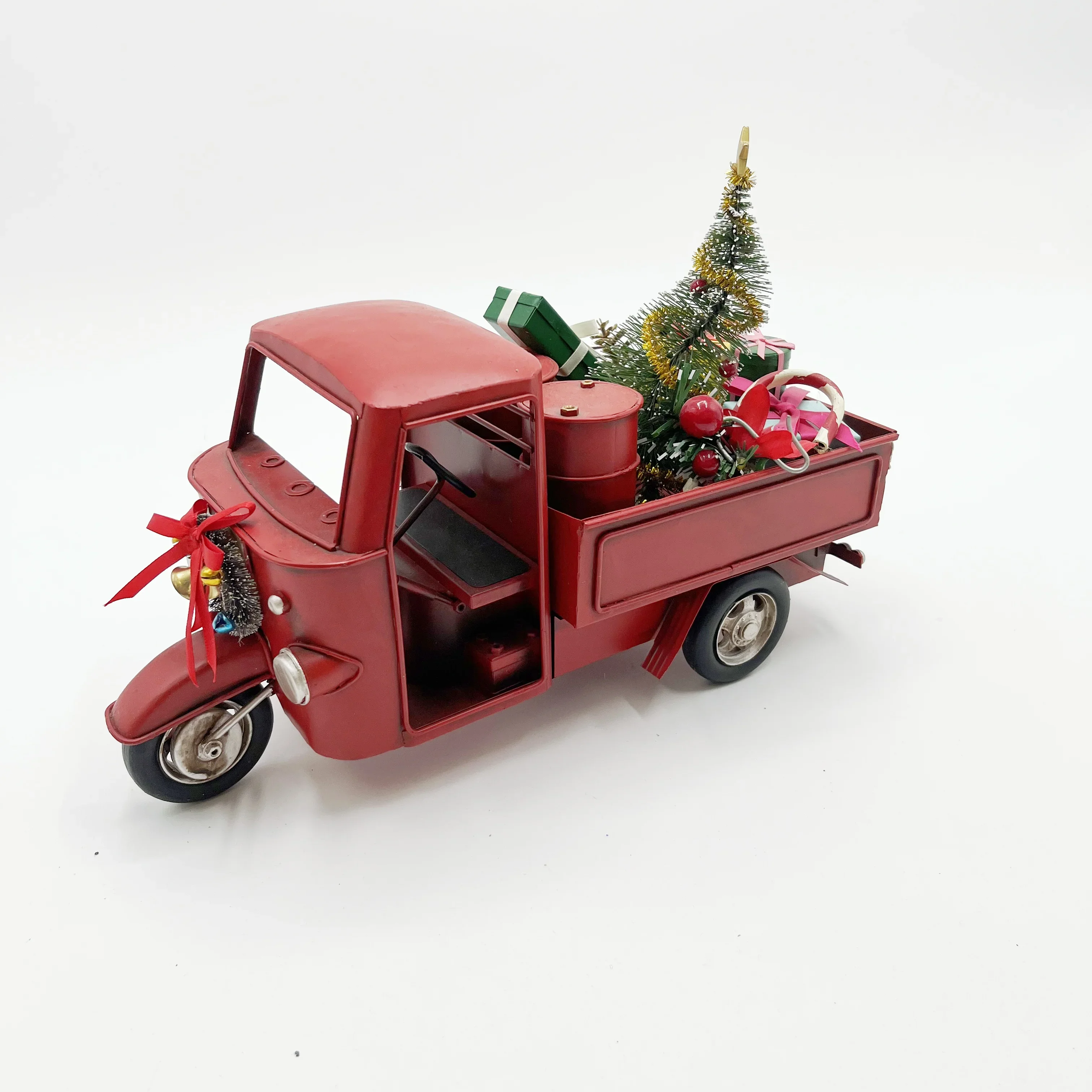 2024 Hot Sale Christmas Decorated Tricycle Metal Crafts with Gift Christmas Tree