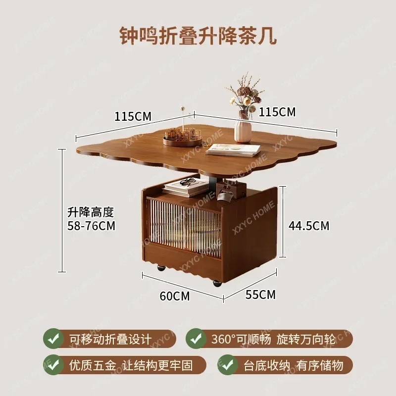 Folding lift coffee table dining table dual-purpose movable tea table