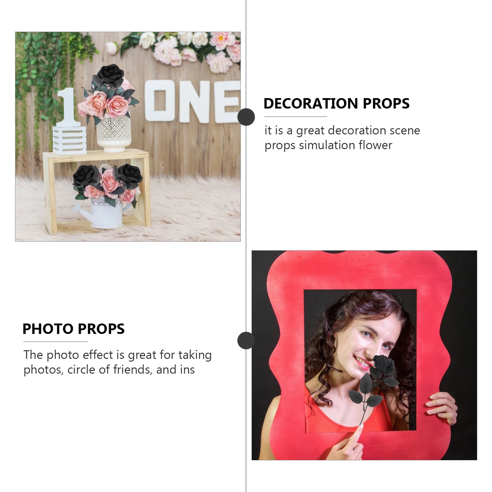 

5pcs Artificial Roses Decorative Flowers Wedding Valentine'S Day Simulated Flower Adornment Romantic Flower Branch Decoration