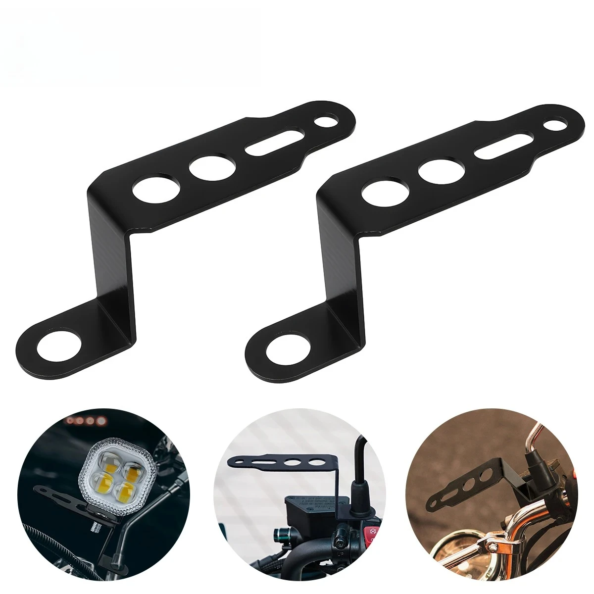CENJITION 2pcs Motorcycle Front Rearview Mirror Extension Holder Z Shaped Headlight Bracket Suitable for External LED Light Inst