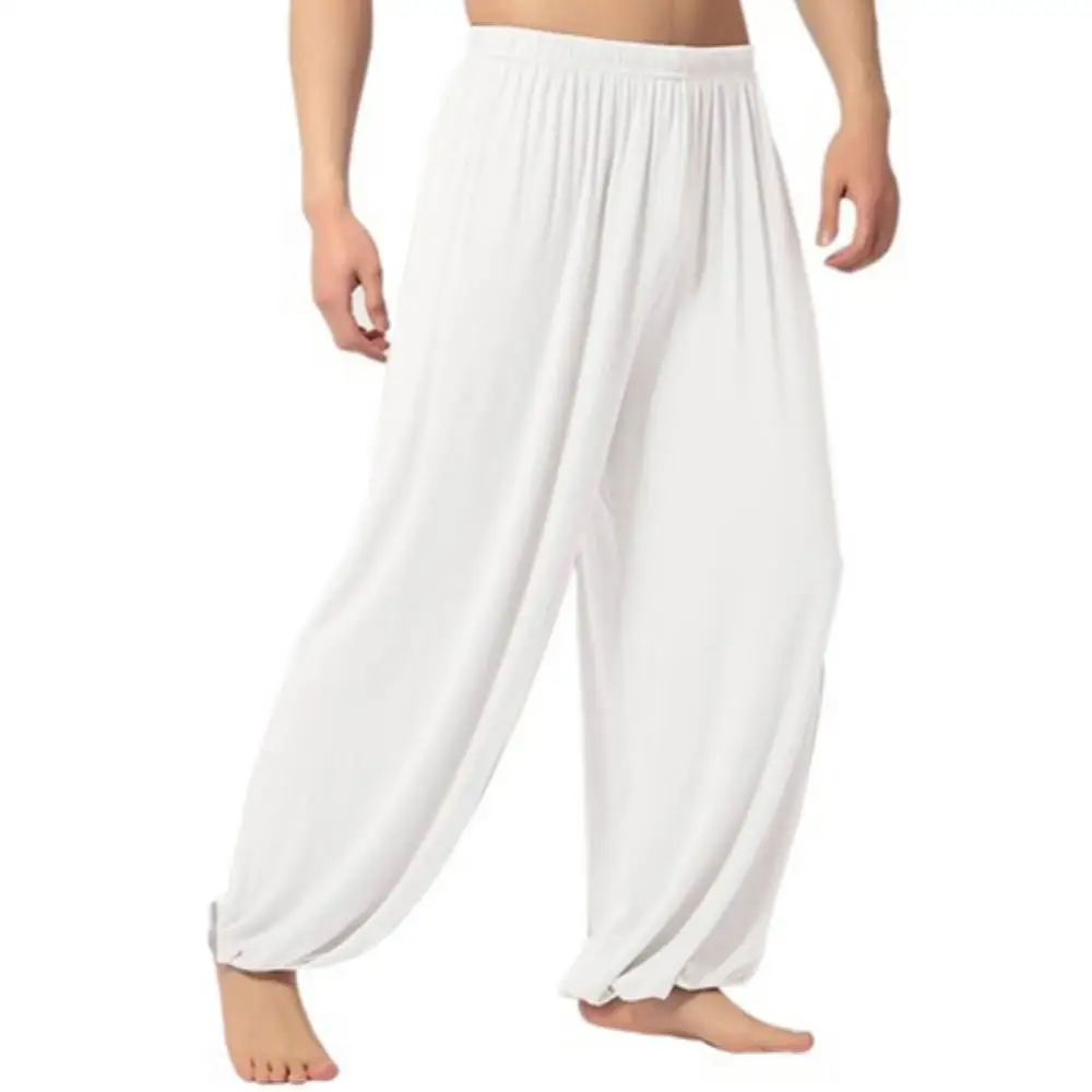 Pantaloni larghi Casual da uomo in tinta unita pantaloni Harem da Yoga per danza del ventre