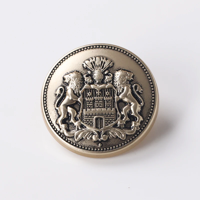100 قطعة من إكسسوارات الديكور أزرار تاج الأسد المزدوج تصميم أزرار الخياطة العتيقة أزرار الملابس الذهبية #3