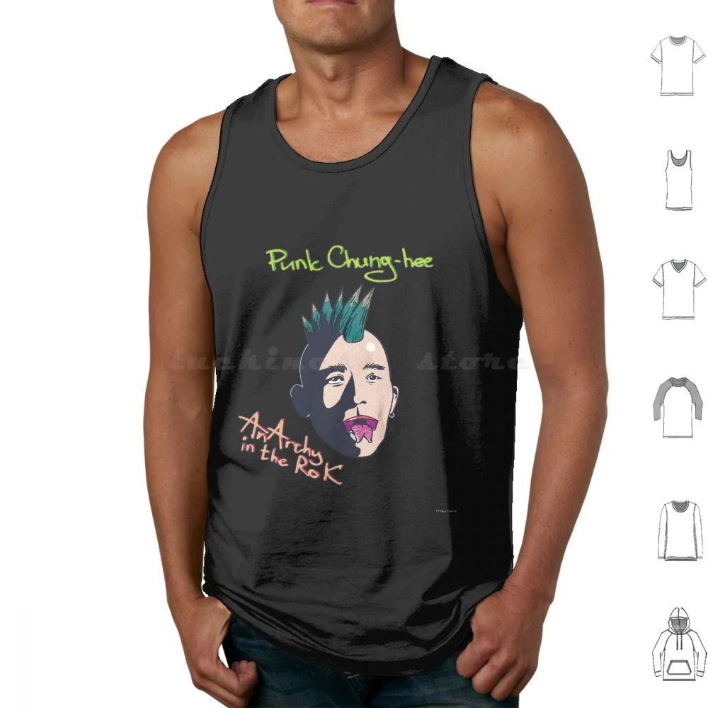 Punk Chung-Hee Tank Tops Print Cotton Punk Punk Hardcore Korea Korean President Halftone Anarchy Mohawk Tongue