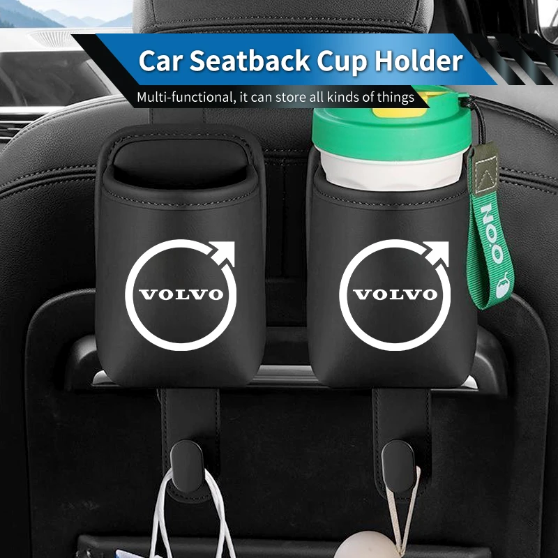 

Car Soft Leather Seatback Water Cup Holder Storage Box For Volvo XC60 S60 V40 V60 XC40 V70 XC90 V90 V50 S90 S70 XC70 Polestar