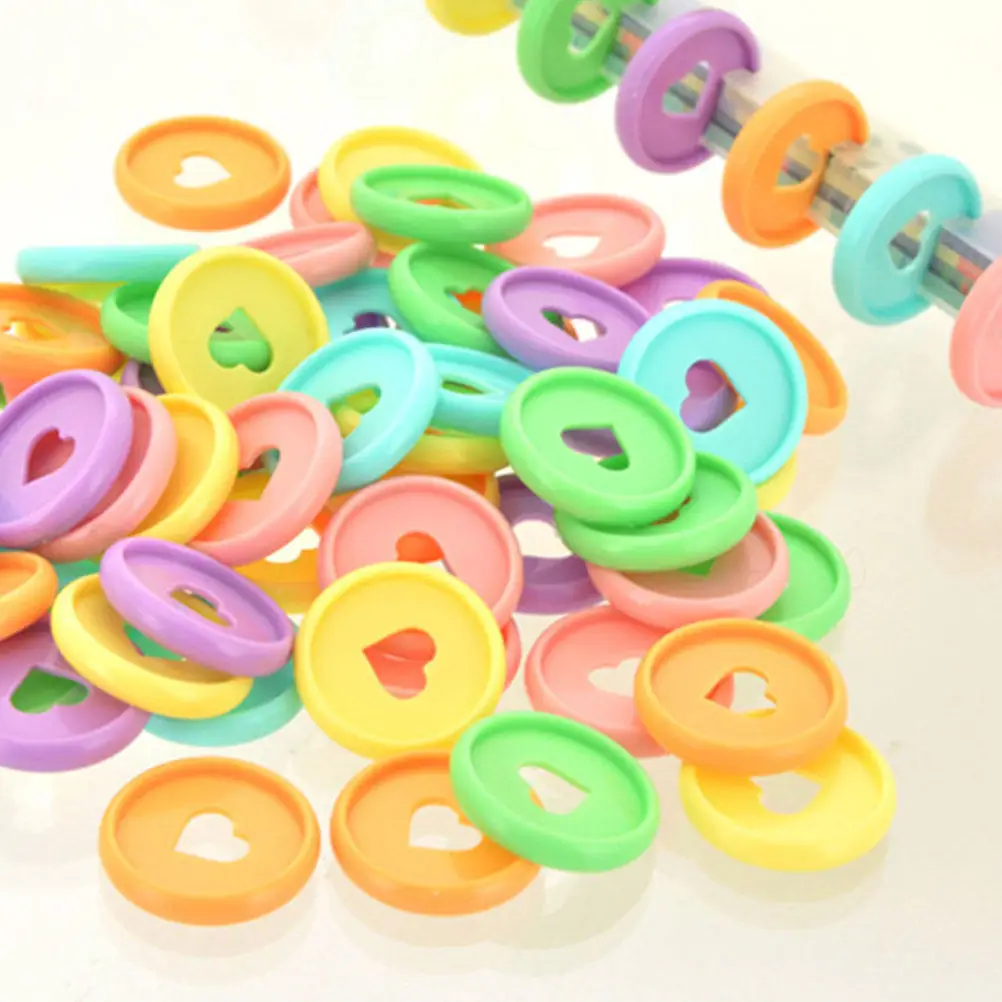 30Pcs Plastic Heart Discbound Expansion Rings Bright Colored Binder Discs for Notepads Planners DIY Document Fastening