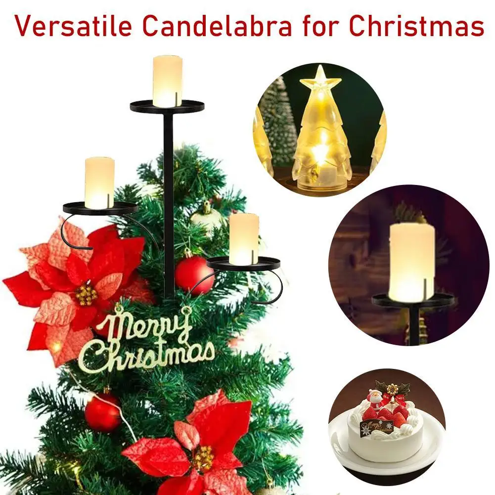 Round Tray Candlestick Candle Holder Aromatherapy Candles Ornaments Christmas 60/90cm Black Tree Decor Triple P4R7