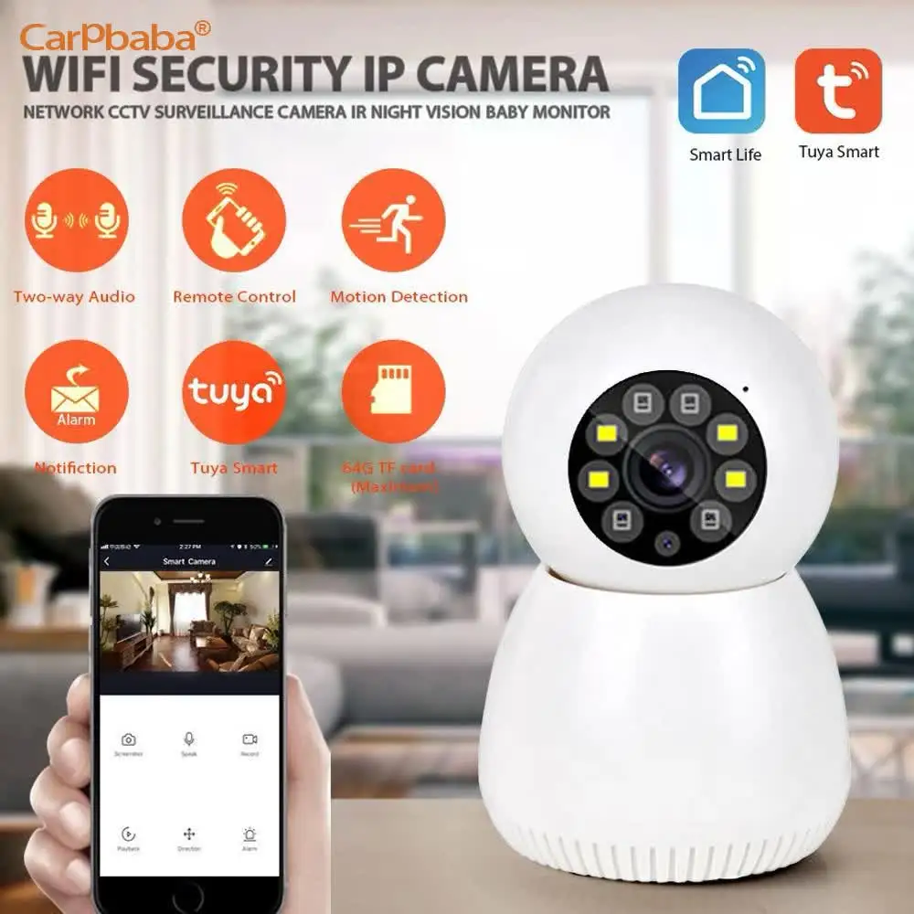 CARPBABA  SM08 Tuya Snow Man Wifi Camera Smart Life Google Assistant Alexa 2MP 1080P PTZ Night Vision For Security Smart Home