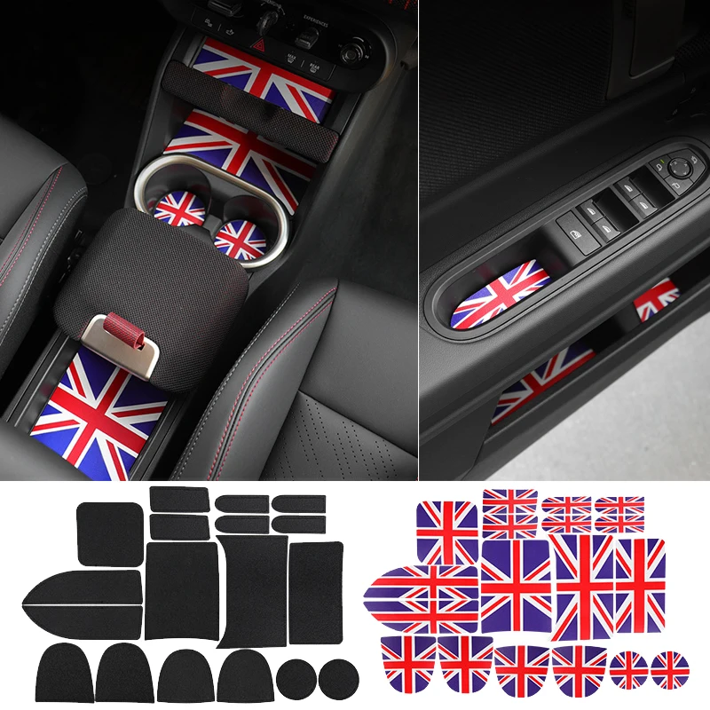 18Pcs Leather Car Door Groove Mat For Mini Countryman U25 Anti-Slip Door Gate Slot Pats Auto Interior for Mini U25 Accessories