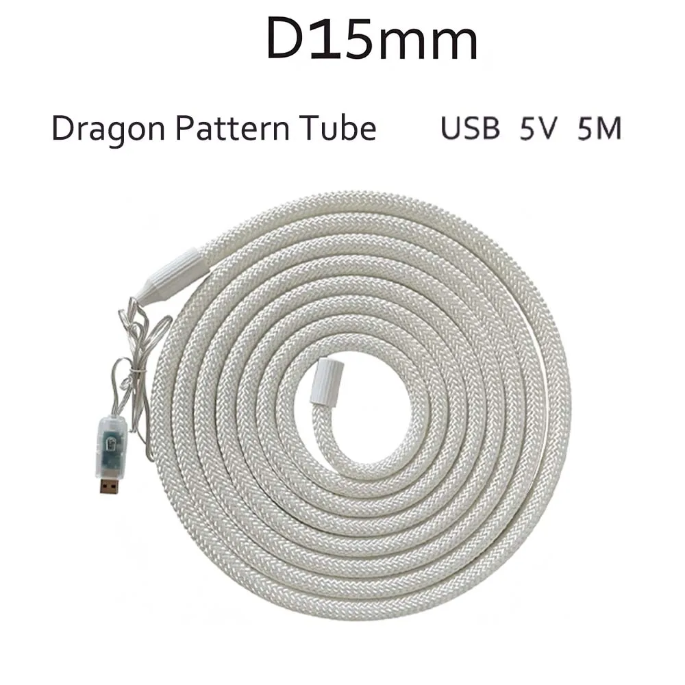 24 Keys Remote Control WS2812 D15mm Dragon Pattern USB 5V RGB Neon Tube, Programmable Multi-Color Flexible LED Neon Light For DI