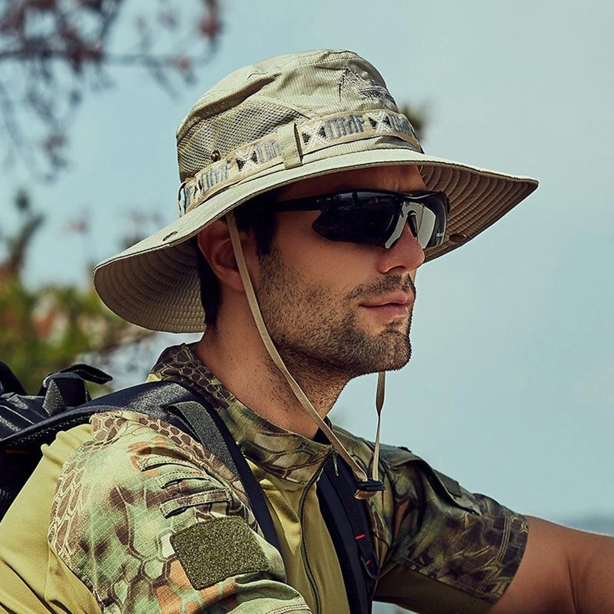 قبعة صياد السمك الرياضية الخارجية، حافة قبعة للحماية من الشمس، مناسبة للسفر في الهواء الطلق، وصيد الأسماك في الهواء الطلق