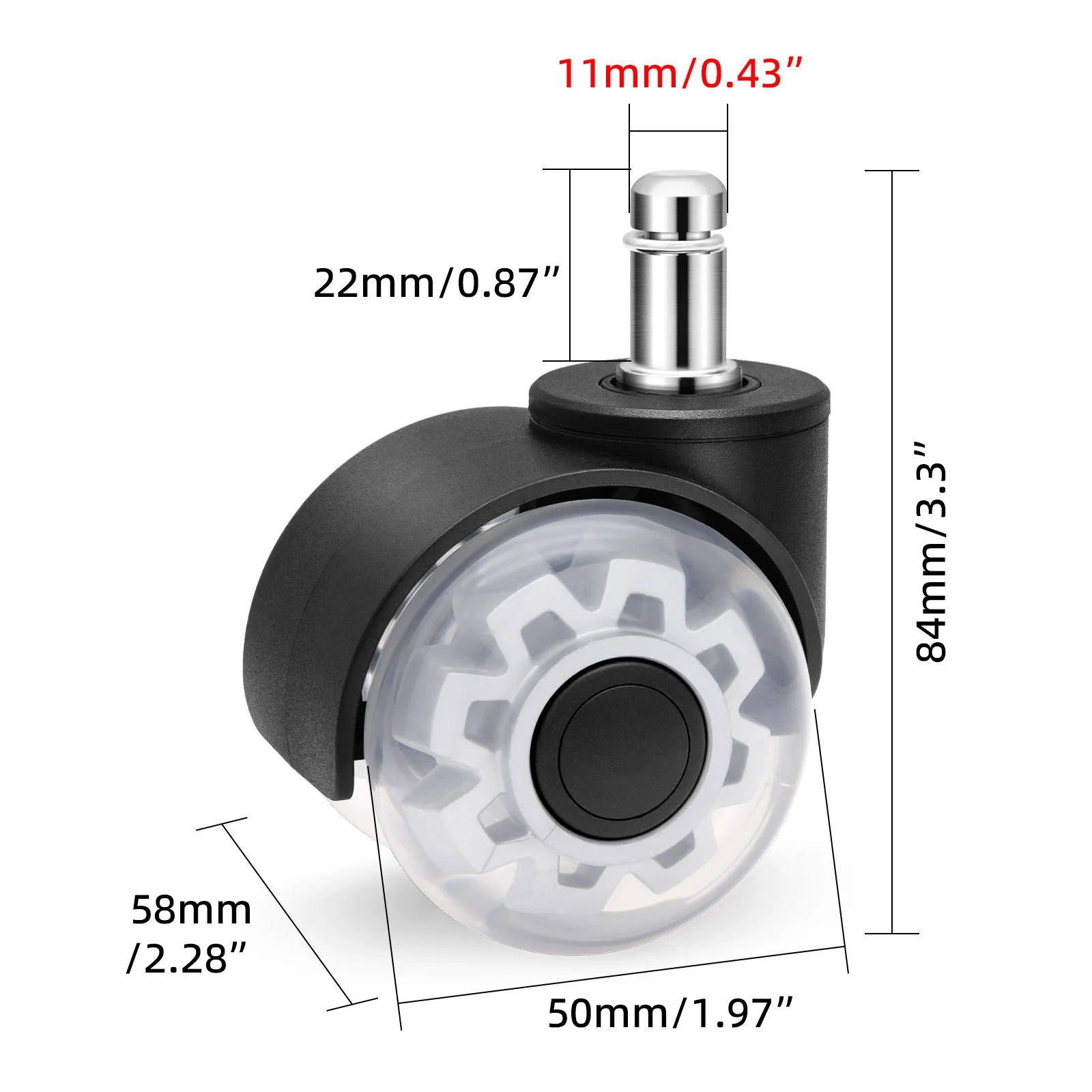 2 Inch 5PCS Office Chair Caster Wheels Safe Soft Rollers Smooth Mute Non-Slip Swivel Casters For Office Chairs Gaming Chairs
