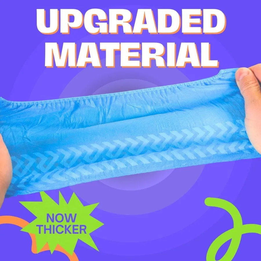 フロントライン使い捨てシューズカバー滑り止めプレミアム不織布耐久性ブーティーシューズプロテクター防水厚手滑り止めワンサイズ