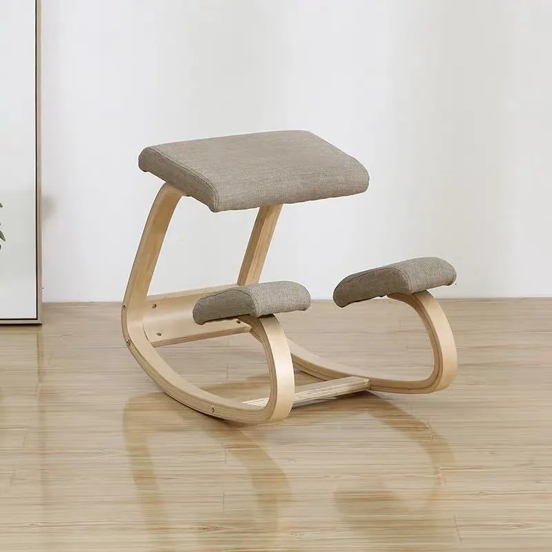 

Ergonomic Kneeling Chair Stool, Thick Cushion, Home Office, Improves Posture, Rocking Wood Knee Computer Chair