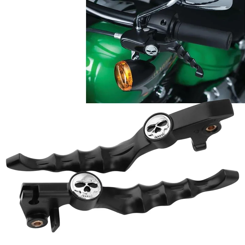 

Motorcycle Black Skull Brake Clutch Lever Handle Grips Set For Yamaha VStar Drag Star XVS 400/650 XVS 1100 1999-2009