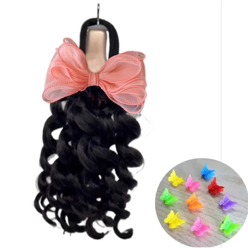 カネカロン-黒人の女の子のためのポニーテールヘアエクステンション,巻き毛のような人間の髪の毛,波状のプライベートラベル,10の根,2個