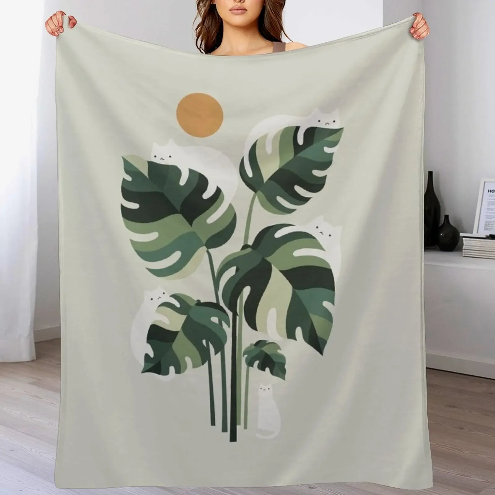 

Cat and Plant 11 Throw Blanket Multi Purpose Soft Warm Blanket for Home Travel
