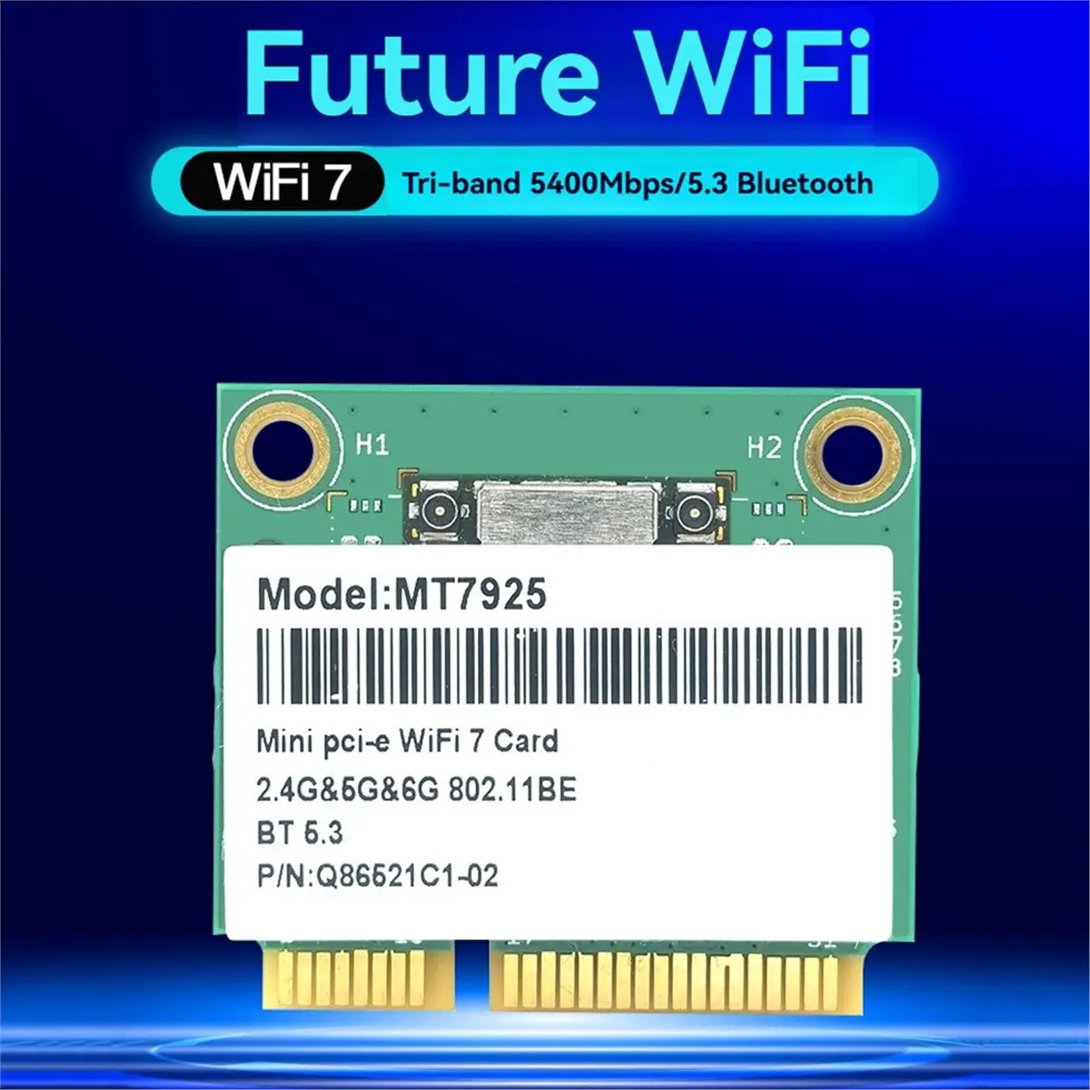 Digital Essentials MT7925 WiFi 7 Network Card 5400Mbps Bluetooth 5.3 Tri Band 2.4G 5Ghz 6GHz 802.11BE WiFi Adapter MINI PCIE Wir