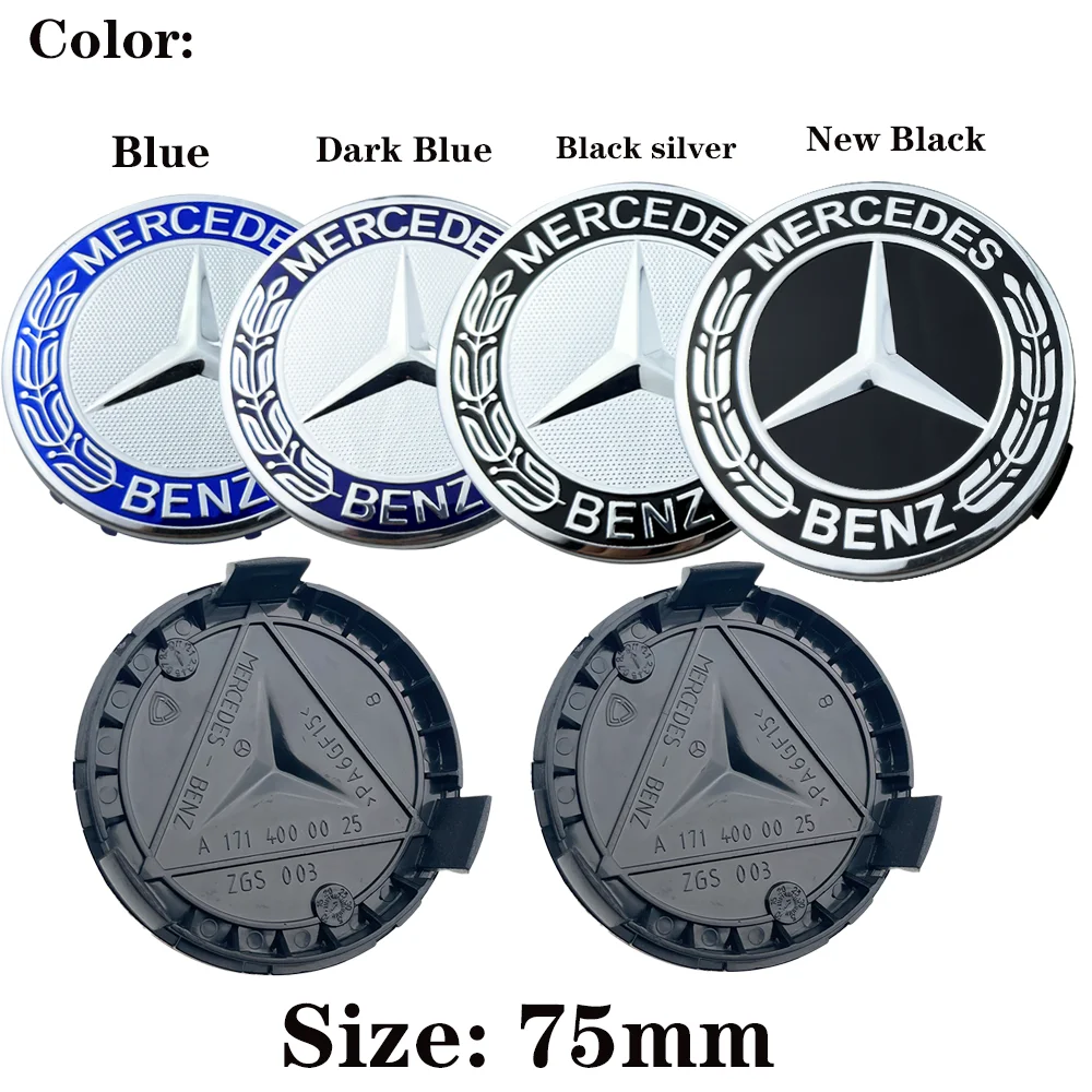 40pcs/Set 75mm For Mercedes Benz AMG W203 W206 W220 W205 W211 W212 Car Wheel Center Hub Caps Benz Emblem Tire Rim Covers