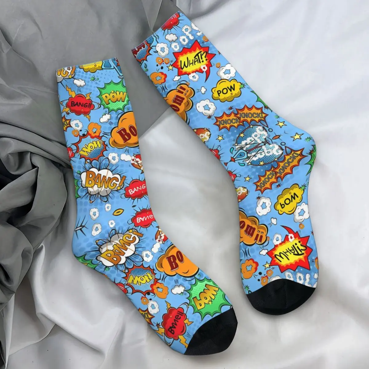 Comic Book Explosion Vintage Graffiti Art Pattern Stockings Couple Socks High Quality Vintage Socks Autumn Running Anti Socks