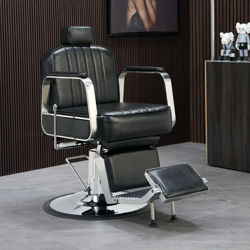 Comfortable Single Barber Chair Adults Multifunctional Swivel Backrest Barber Chair Luxury Metal Silla Barberia Salon Furniture