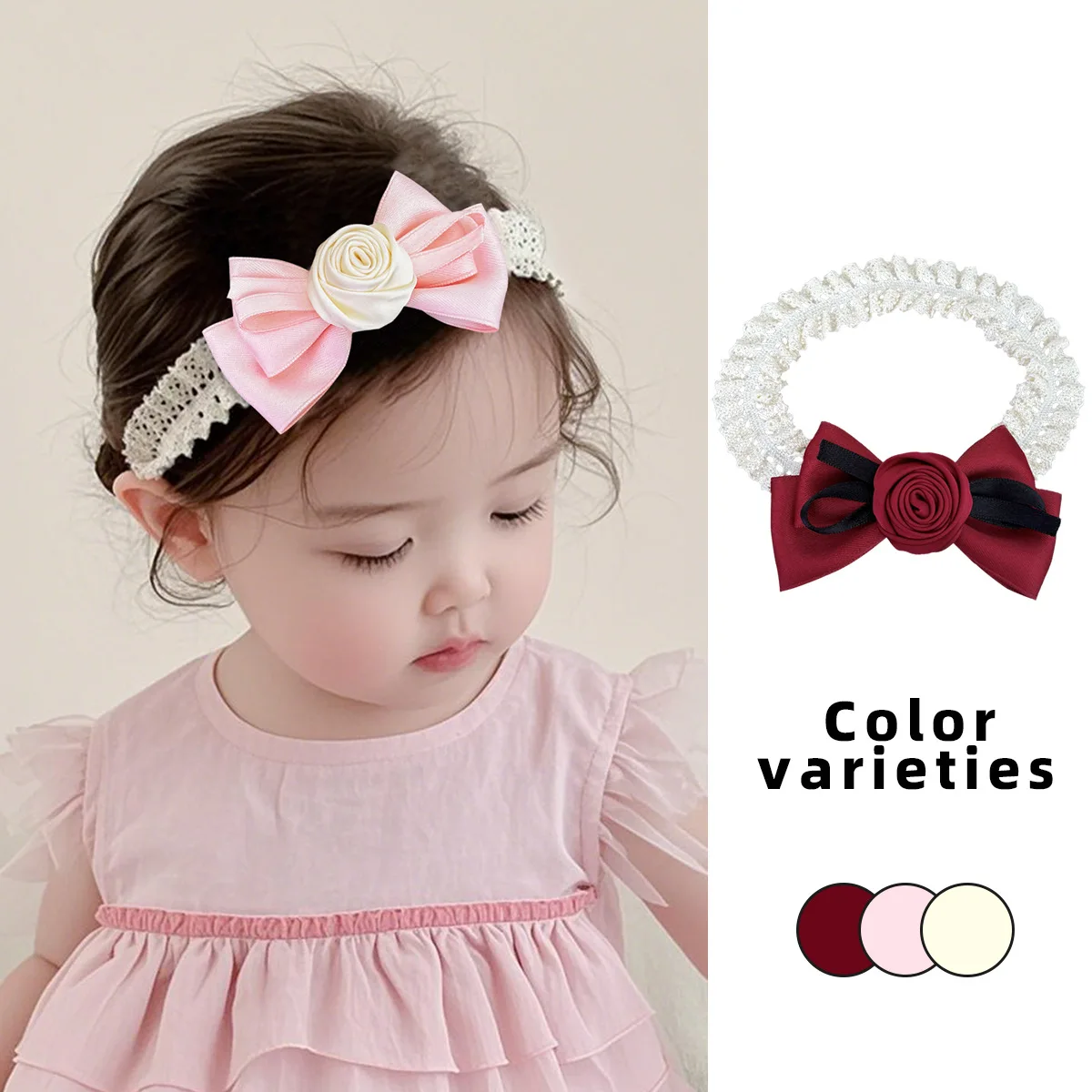

Cute Rose Flower Girls Headbands Baby Hairband Baby Girl Hair Accessory Children's Item Headwear Flower Turban Headwraps for Kid