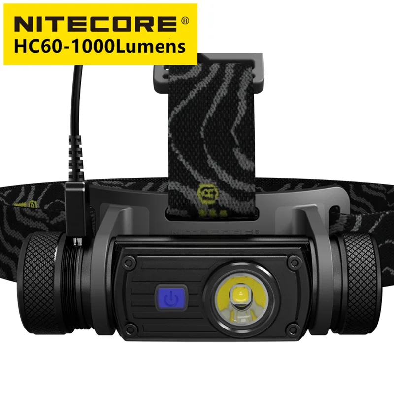 NITECORE HC60 V2 Headlamp Rechargeable 1800 Lumens 3 Lights Source Headlight Standard 3400 mAh Battery For Oudoor Lighting