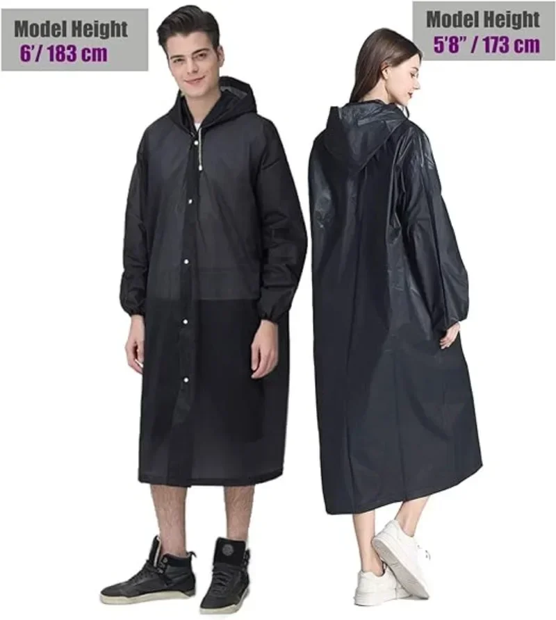 1 قطعة معطف واق من المطر الأسود الكبار سترة واقية نمط معطف واقي من المطر يندبروف مقنعين معطف واقي من المطر أطول وسميكة الصيد معطف المطر