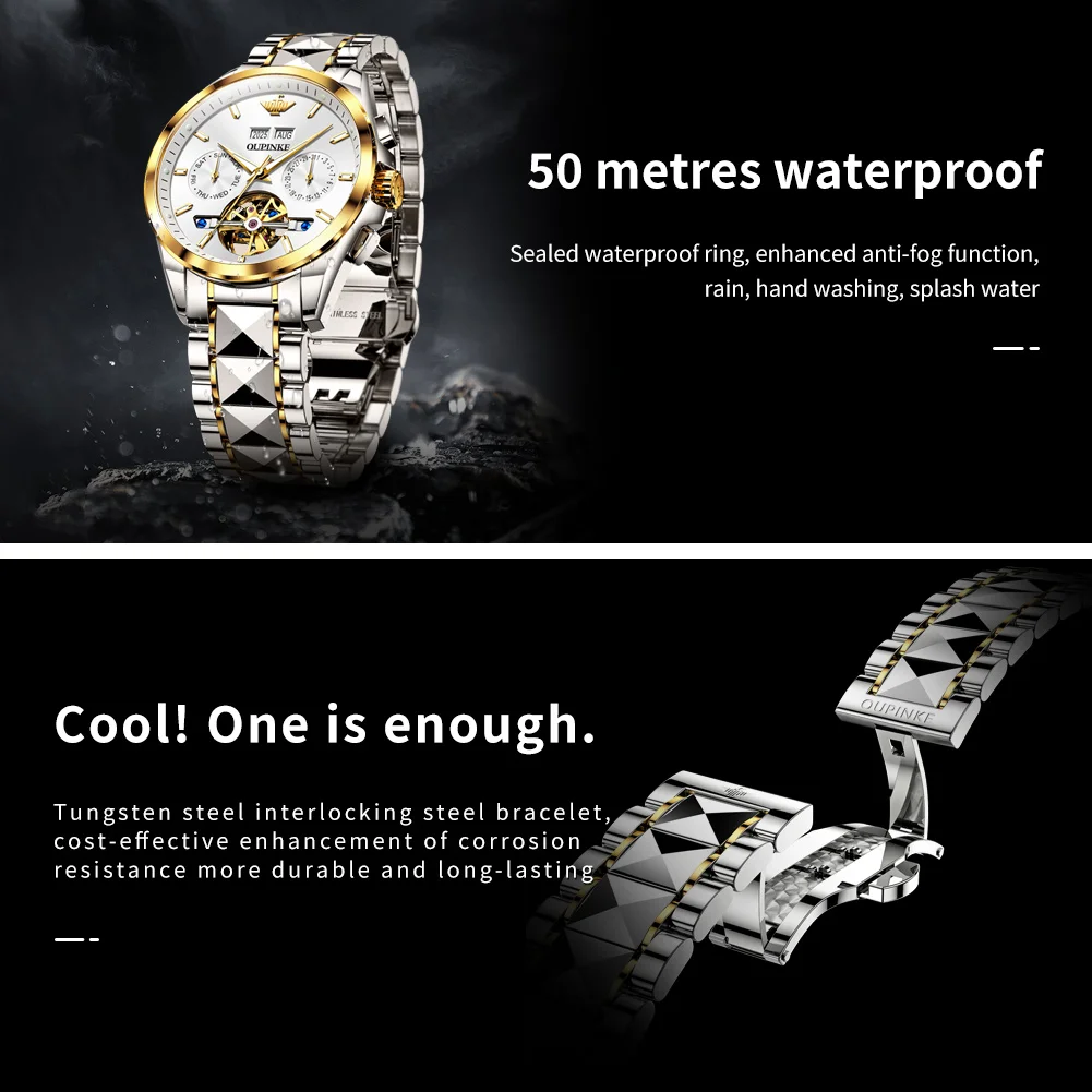 OUPINKE 3290 ساعة رجالية ميكانيكية أصلية تاريخ الطلب الفرعي العلامة التجارية الفاخرة التلقائي لف حركة الساعات للرجال #4