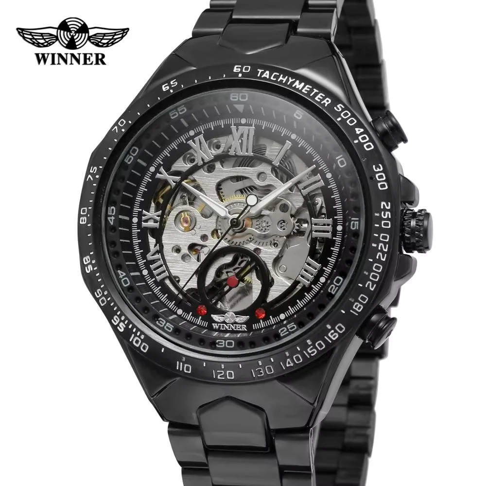 

WINNER Fashion business men's watches circular hollow dial watches automatic mechanical wrist watches