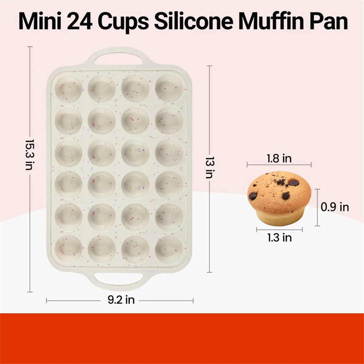 ABDR-2 Pack Mini Muffin Pan, Reinforced Frame Mini Cupcake Pans 24 Cups Nonstick Mini Muffin Silicone Molds with Handle