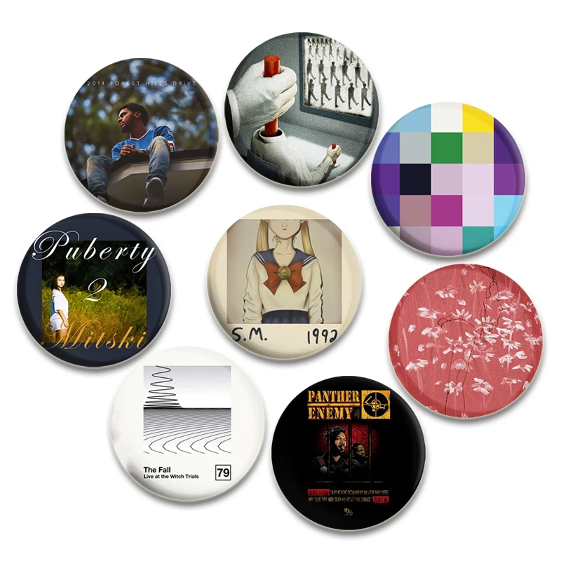 Round Creative Pins High Quality Pop Singer Badge Music Album Cover Logo Brooches Accessories Fans Collection Handmade Gifts