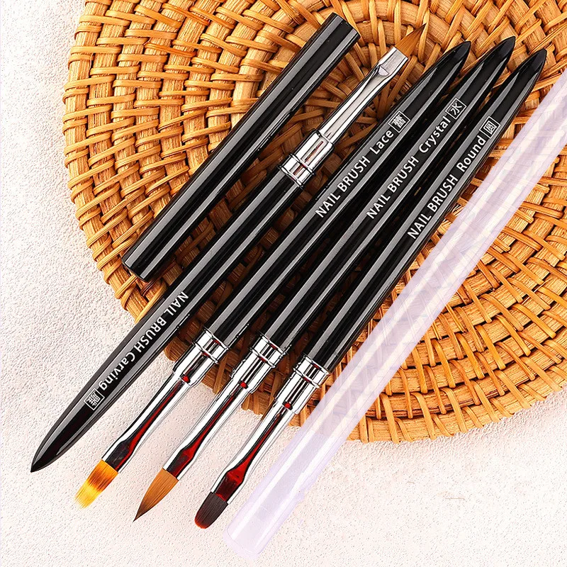 

1Pc Black Nail Art Paint Brushes Professional Phototherapy Nails Pen Accessories Art Decoration Draw Smudge Carve Manicure Tool