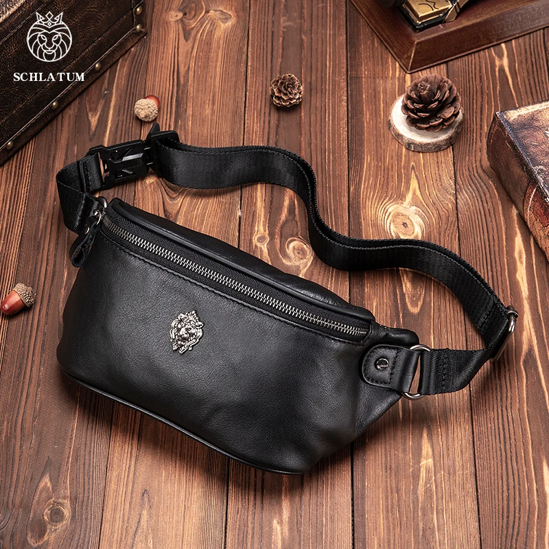 GenuineLeather Fanny Packs for Men Belt Bag Fashionable Waist Pack Sling Crossbody Bag for Workout Travel Camping Hiking Walking