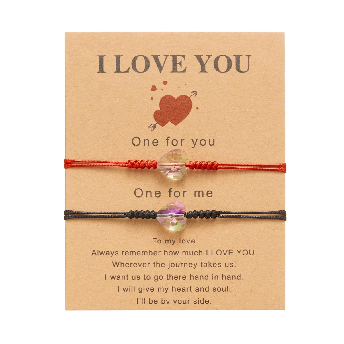 2 Teile/satz Kristall Liebe Herz Paar Armbänder Für Frauen Männer Mond Schmetterling Handgemachte Geflochtene Rot Schwarz String Armreif Liebhaber Schmuck