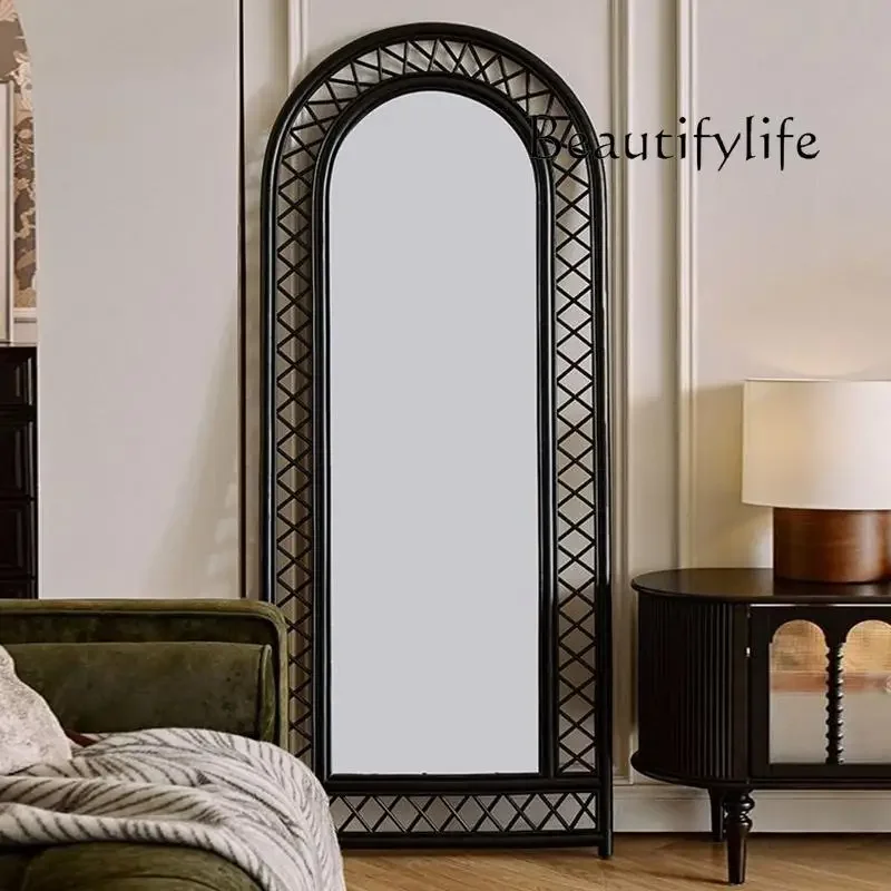 

Vintage full body mirror rattan home clothing store cloakroom floor fitting mirror bedroom fashion