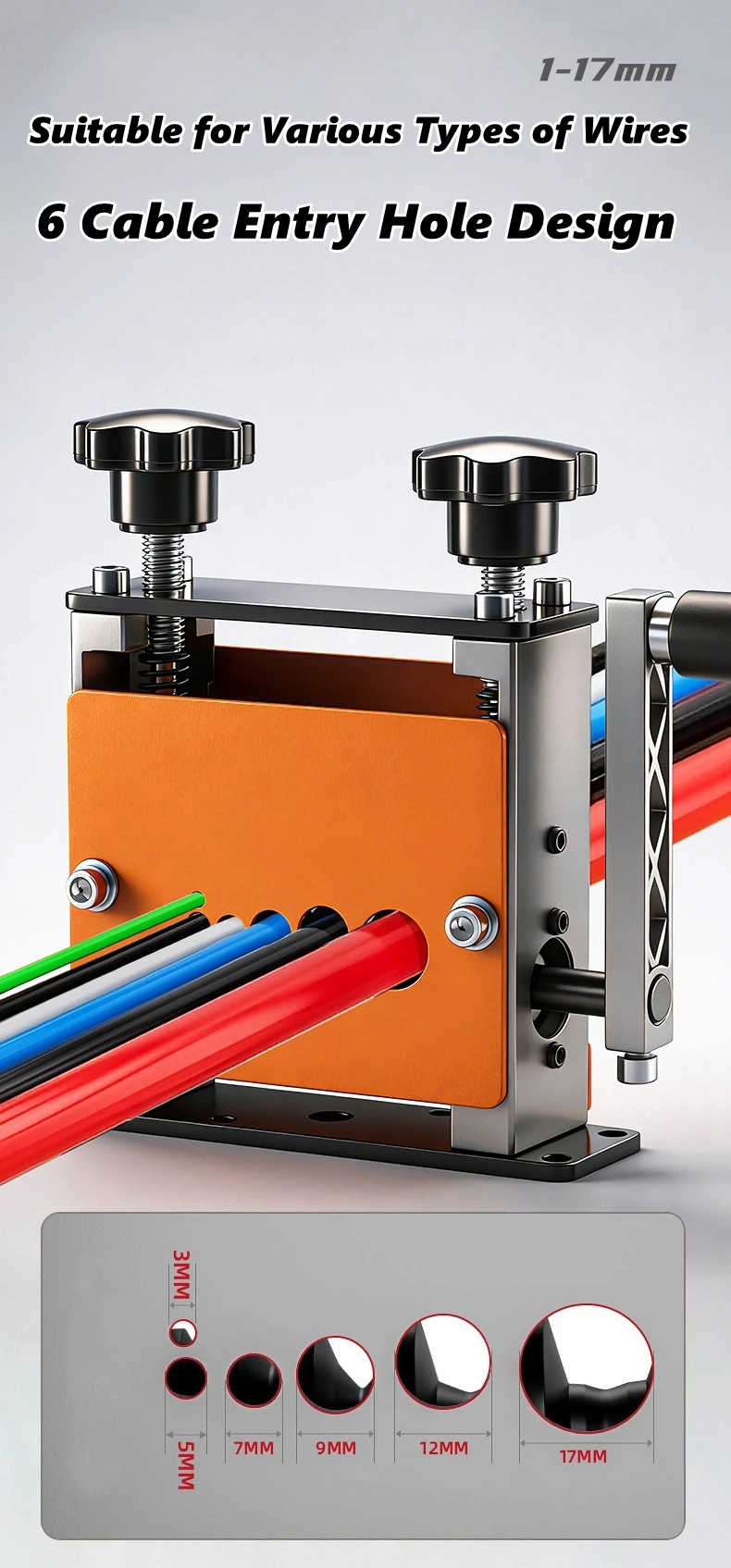Abisolierwerkzeug, Tragbare Kabelabisoliermaschine, Manuelles & Elektrisches Bohrmaschinen-Abisolierwerkzeug mit 6 Löchern und 5 Klingen – Detail 9