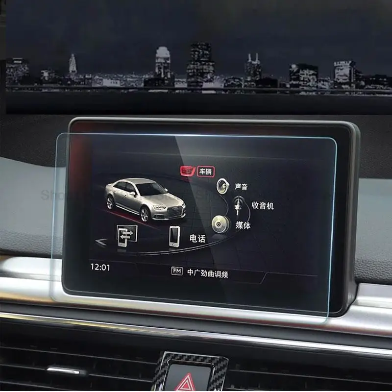 Tempered Glass Screen Protective Film For Audi A4 B9 S4 A5 S5 Q5 2016-2019 Car Navigation LCD film Anti-scratch fitting