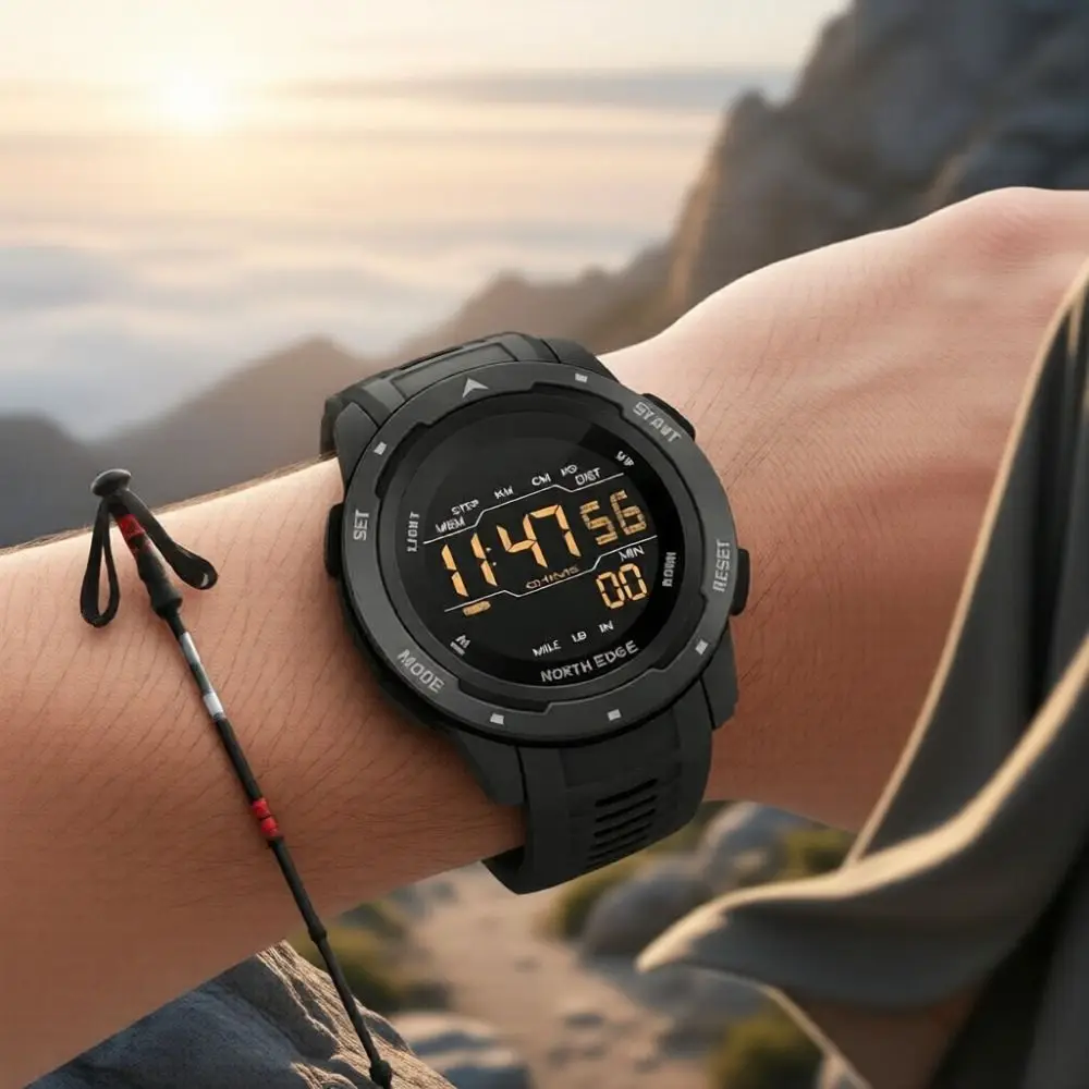 

Waterproof 50m Smart Watch Dual Time Rubber Strap Sports Watch Digital Alarm Shock Resistant Digital Watch Outdoor Running