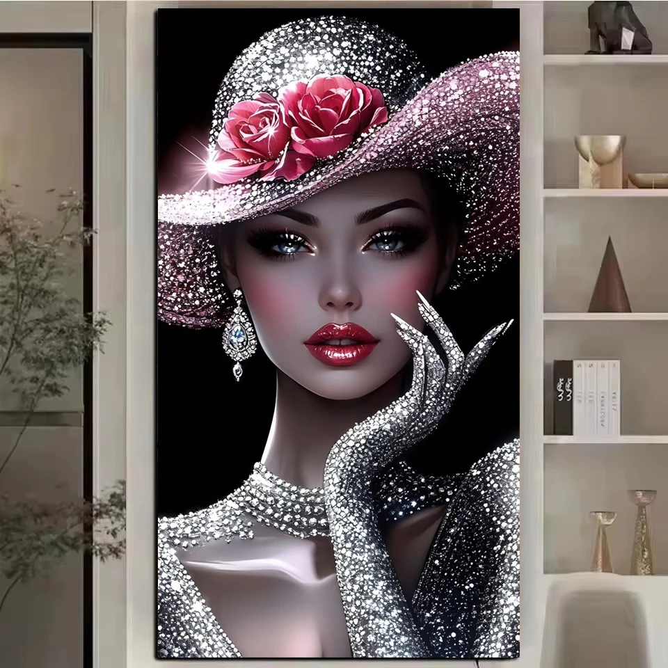 

Bling Hat Woman DIY 5D Diamond Painting New Arrival 2026 Full Squarer Round Drill Mosaic Diamond Art Embroidery Gift