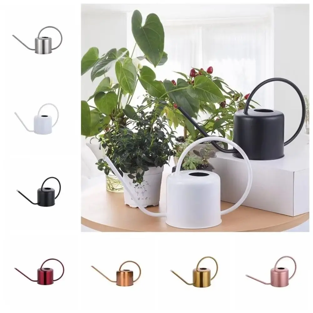 u 1.3L Plant Sprinkler Kettle Stainless Steel Long Spout Watering Can Large Capacity Rustproof Watering Pot Garden Tool
