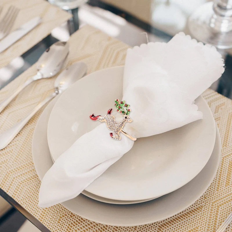 Christmas Napkin Rings Sets Of 6 Pcs, Gold Napkin Ring Holders Metal Dinner Tables Rings For Christmas Weddings Banquet image 3
