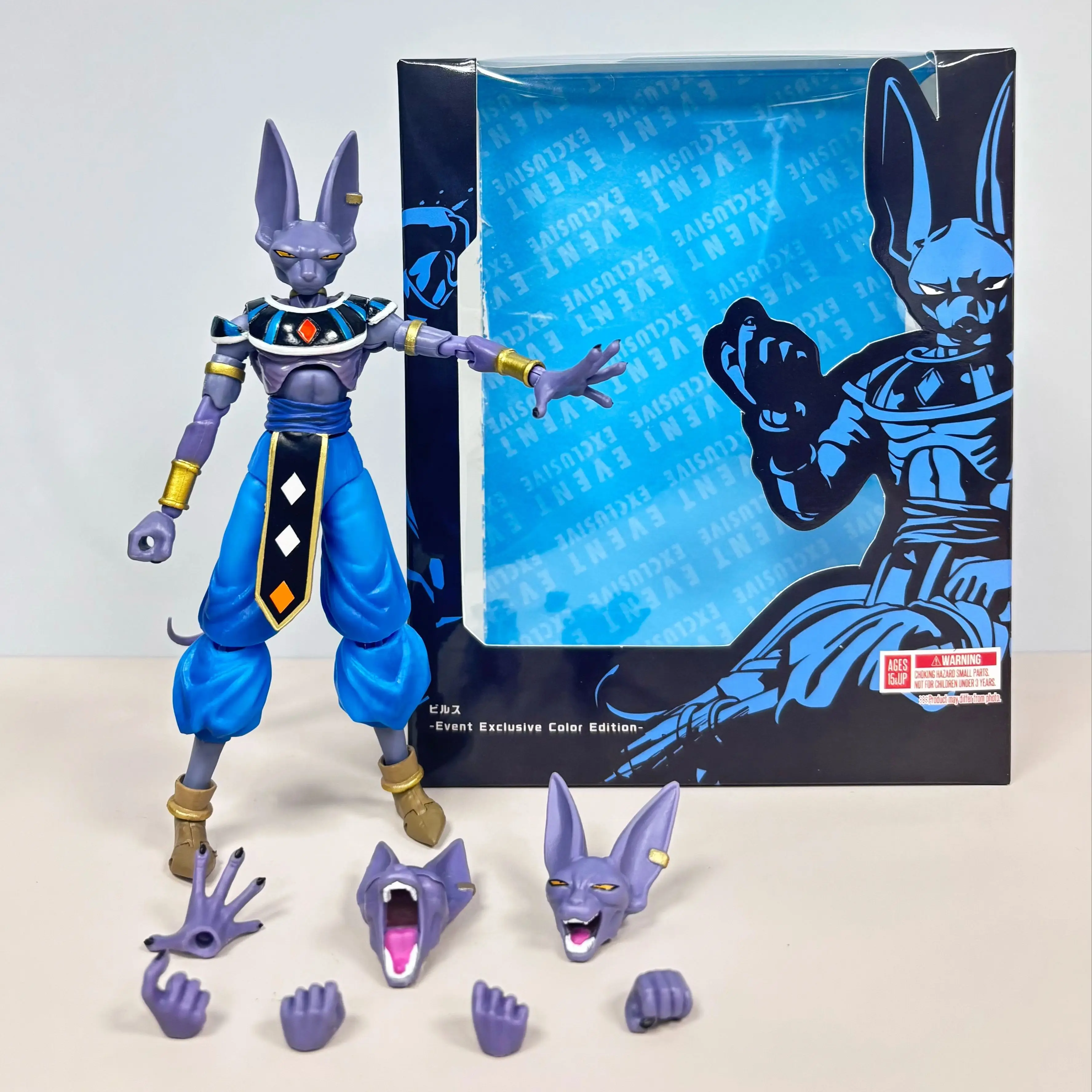 Figura de Acción Bandai SHF Dragon Ball Beerus, Articulada, con Rostros Intercambiables, Modelo de Anime, Adorno de Escritorio, Coleccionable