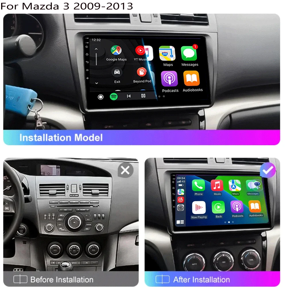

Android 16 For Mazda 3 2010-2013 Video Player Car Radio Multimedia Stereo Navigation Carplay Speakers Head Unit Audio GPS 2 Din