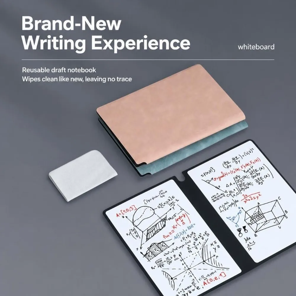 Portable A5 Dry Erase Notebook Portable Reusable Writing Notepad Foldable White Board Notebook Planning Drafting