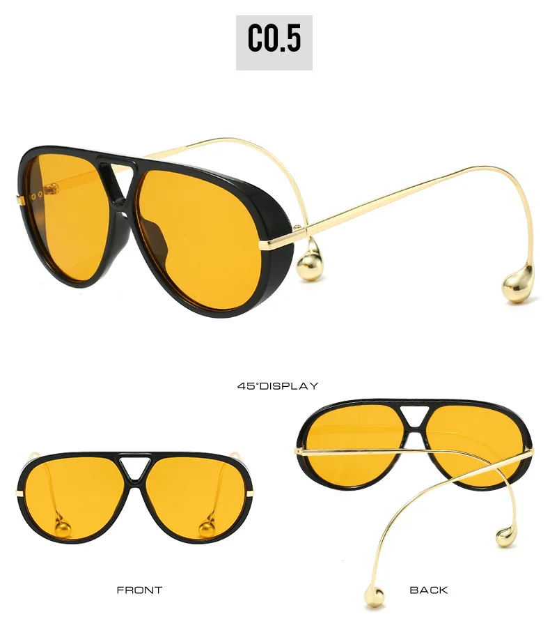 Vintage übergroße Piloten-Sonnenbrille, Unisex, Doppelbrücke, UV400-Schutz, modischer Punk-Stil, weibliche Farbtöne, beliebte Brillen – Detail 10