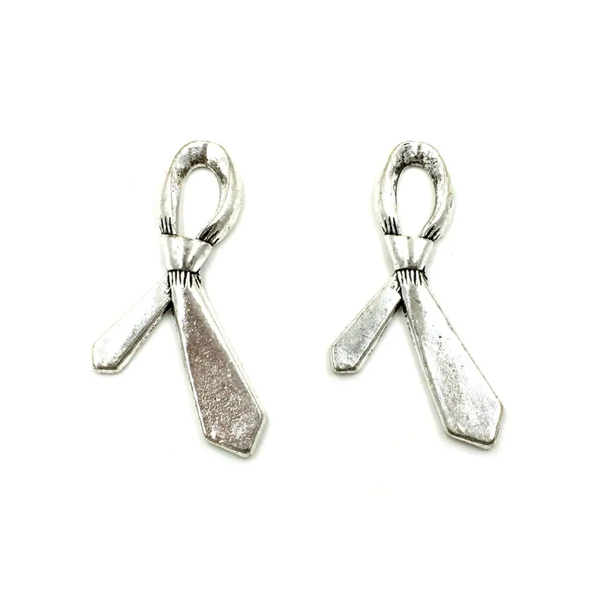 50PCS Silver Tone Necktie Charm Pendants 38x19mm DIY Necklace Jewelry Crafts Supplies Handmade Materials Pack