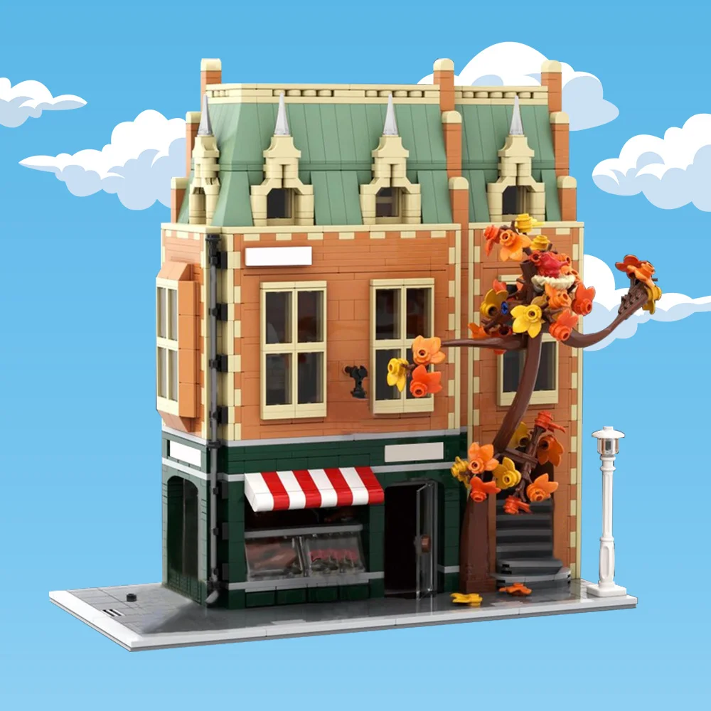 

MOC Butcher store Modular Building Blocks London Shop Apartment House Victorian Style Architecture Bricks Toys Gifts