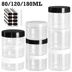 36pcs 80/120/180ml Clear Plastic Jar With Lid Empty Cosmetic Container For Liquid Cream Sample Travel Bottle Kitchen Storage Jar