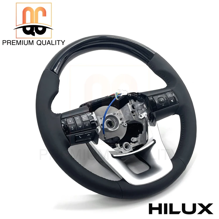 Guangzhou qicheng auto parts Asia market hot sell black wood steering wheel for Hilux Revo Vigo pick up